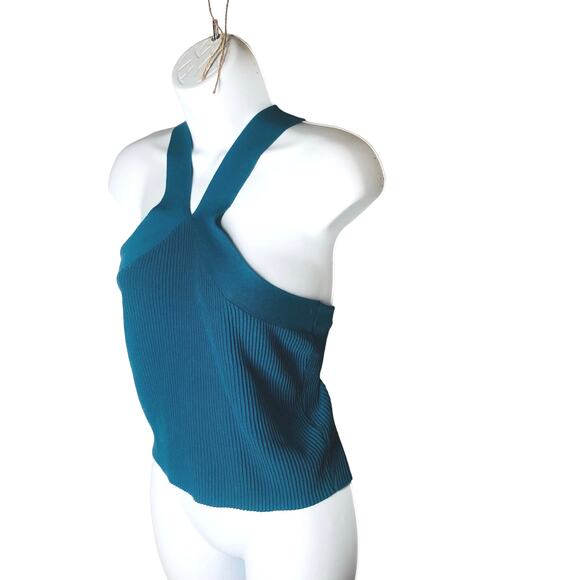 Nordstrom Halogen NEW Cross Top V Neck Front BackTeal Moroccan - Picture 6 of 9